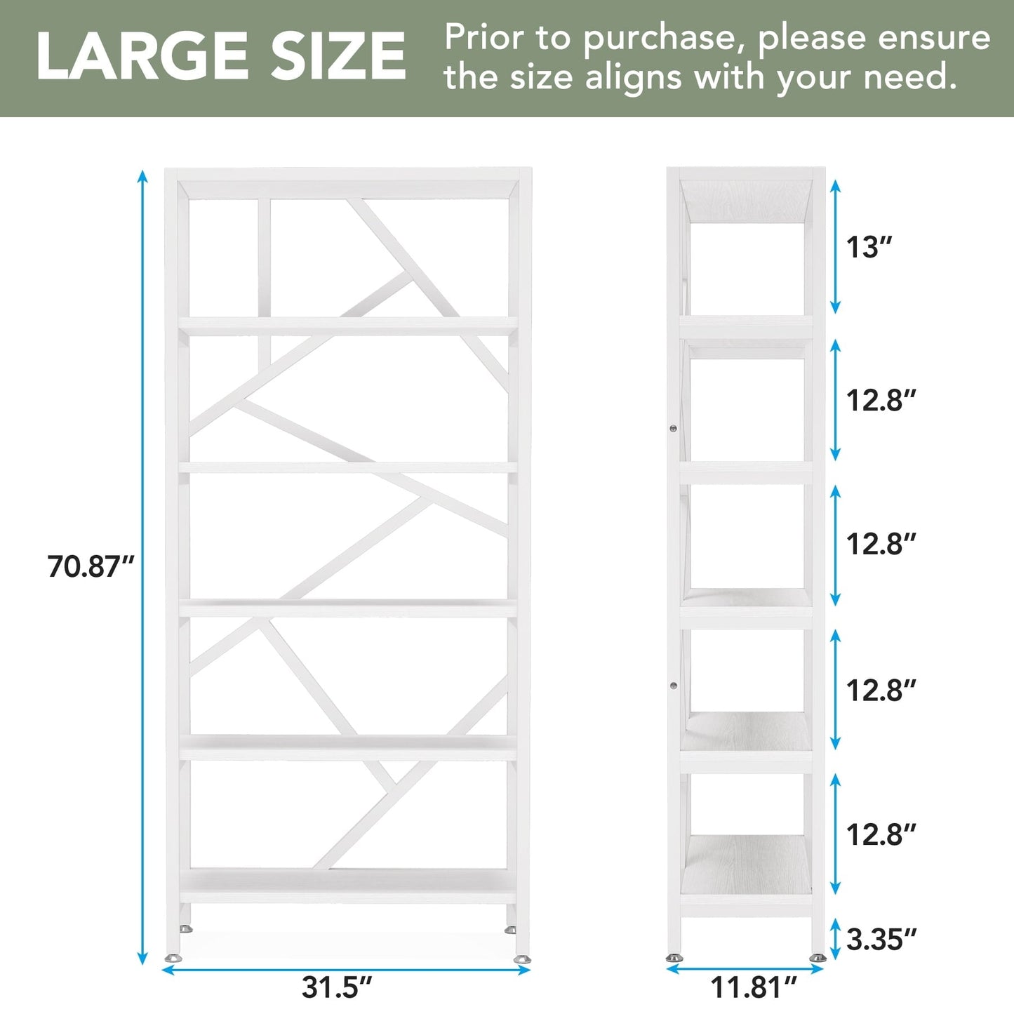 71 Industrial Bookshelf, 6 Tier Rustic Brown Wood Etagere Bookcase, Open Book Shelves