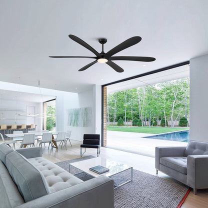 72-inch Driftwood 6-Blade Large DC Ceiling Fan with Light and Remote