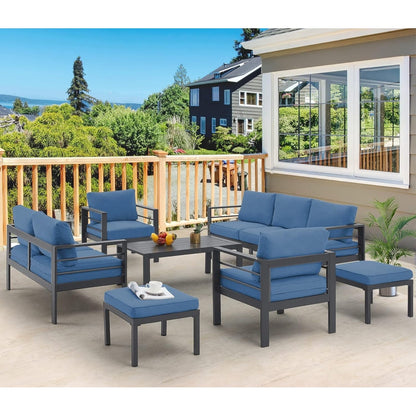 AECOJOY 7 Pieces Aluminum Patio Furniture Set Outdoor Conversation Set