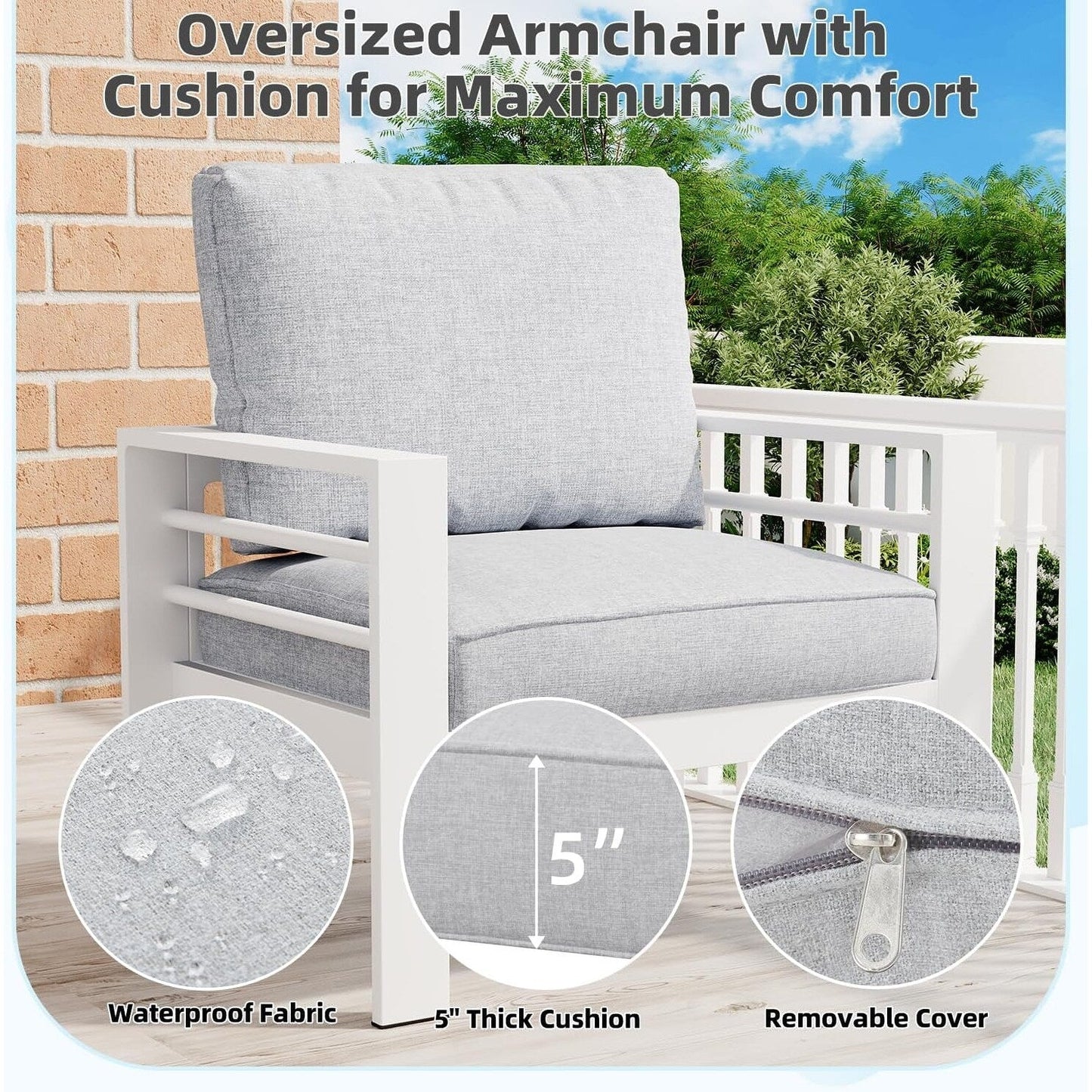 AECOJOY 7 Pieces Aluminum Patio Furniture Set Outdoor Conversation Set