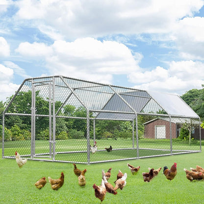 AECOJOY Large Metal Chicken Coop Run Walk-in Metal Chicken Cage