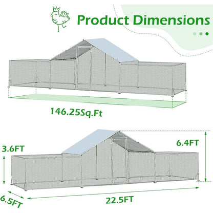AECOJOY Large Metal Chicken Coop Run Walk-in Metal Chicken Cage