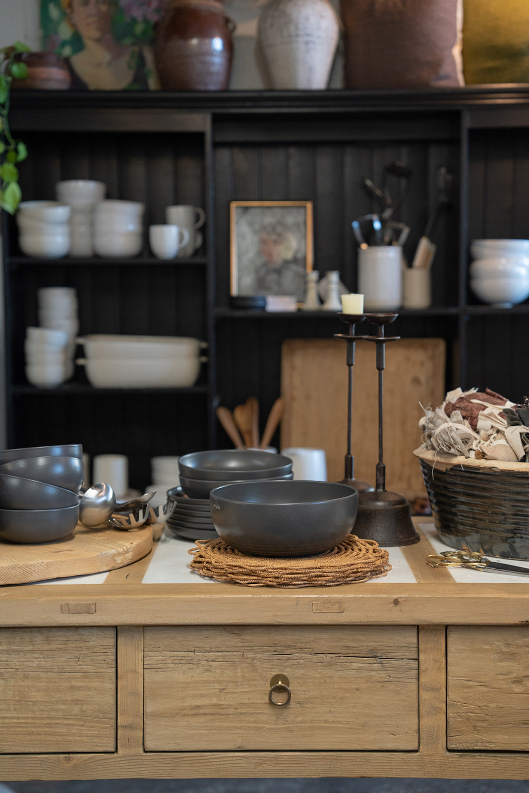 Sawyer Reclaimed Wood Island with Marble inserts