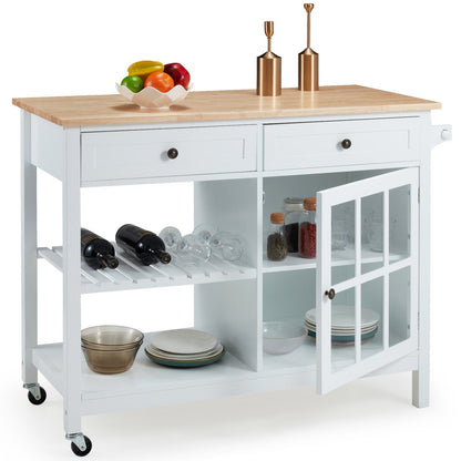 AVAWING 42 Rolling Kitchen Island Microwave Cabinet Trolley Cart