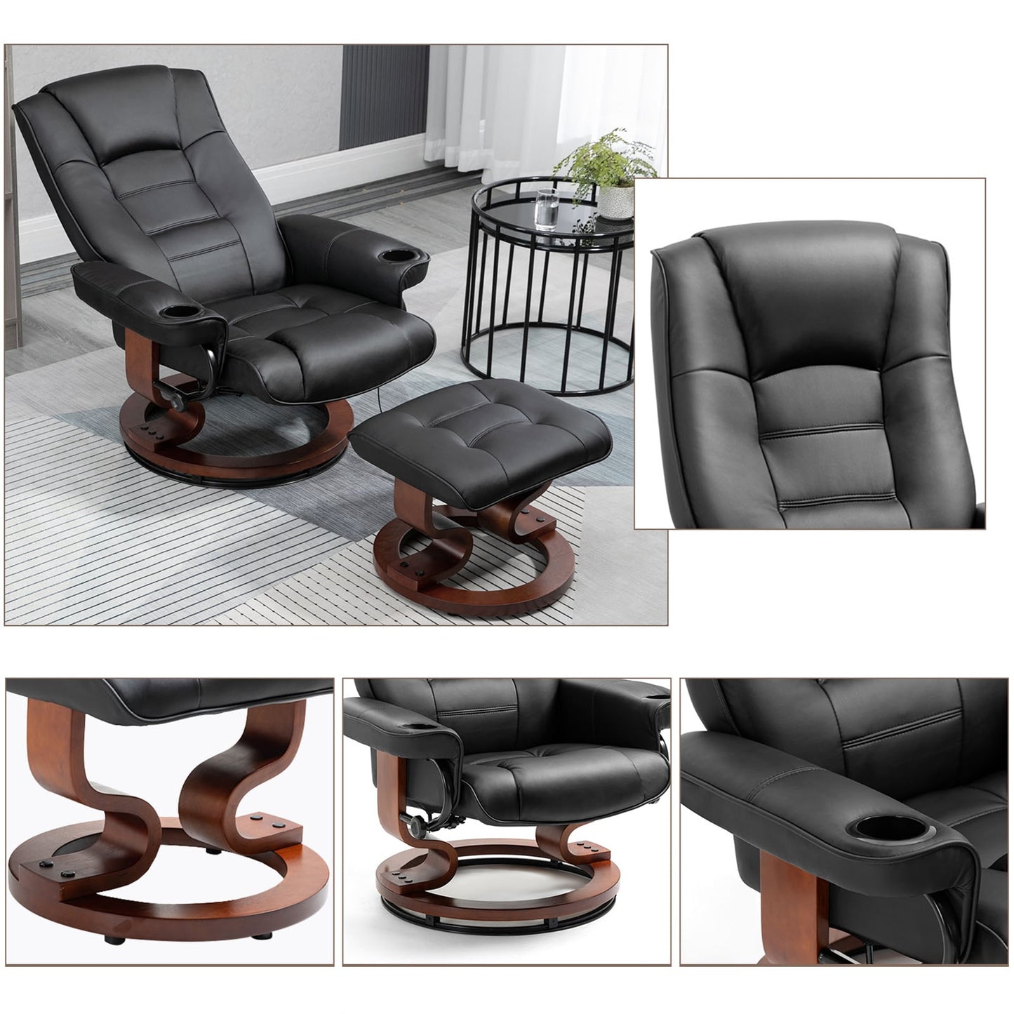 AVAWING Recliner Chair with Ottoman Swivel Design