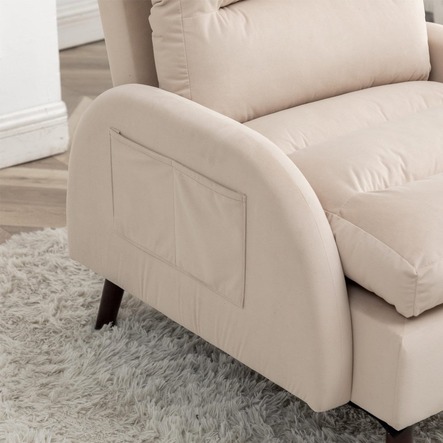 HOMYKA Accent Lounge Chair with Adjustable Backrest Storage Ottoman