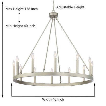 Acroma 12-light Farmhouse 40In Wagon Wheel Chandelier with UL - 40'' D x 138'' H