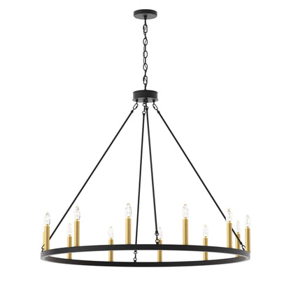 Acroma 12-light Farmhouse 40In Wagon Wheel Chandelier with UL - 40'' D x 138'' H
