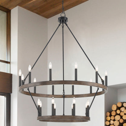 Acroma 20-light Modern Farmhouse 40In Round Wagon Wheel Chandelier with UL