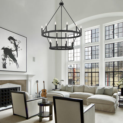 Acroma 20-light Modern Farmhouse 40In Round Wagon Wheel Chandelier with UL