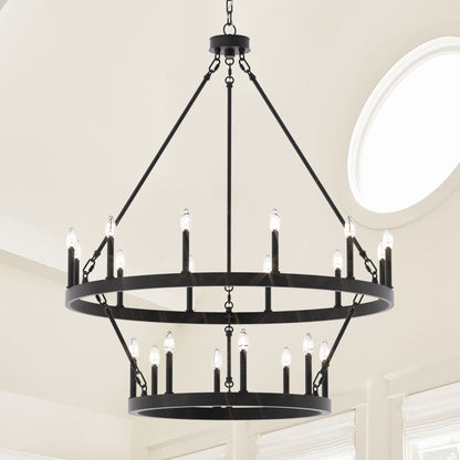 Acroma 20-light Modern Farmhouse 40In Round Wagon Wheel Chandelier with UL