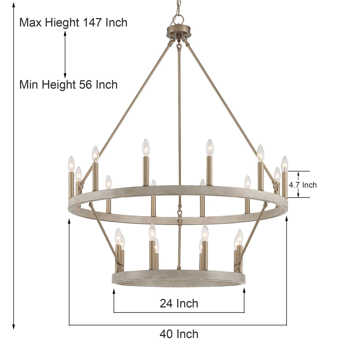 Acroma 20-light Modern Farmhouse 40In Round Wagon Wheel Chandelier with UL