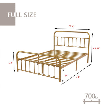 Alazyhome Simple Vintage Metal Platform Bed Frame, Easy-Assembly