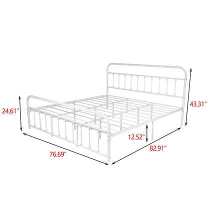 Alazyhome Simple Vintage Metal Platform Bed Frame, Easy-Assembly