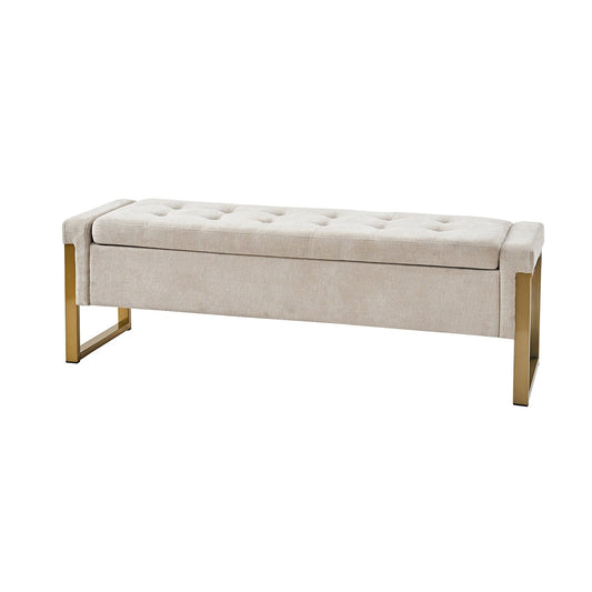 Alina Modern Upholstered Flip Top Storage Bench with Metal Legs by HULALA HOME