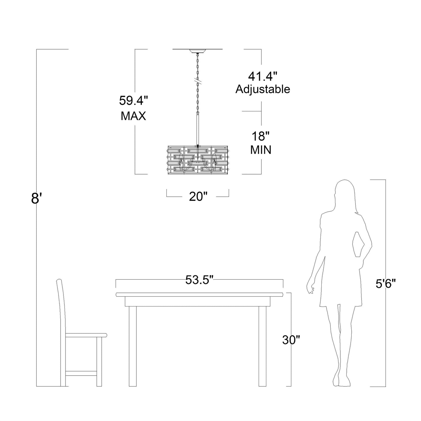 Anita Drum Shade Chandelier with Clear Glass Prism