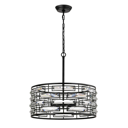 Anita Drum Shade Chandelier with Clear Glass Prism