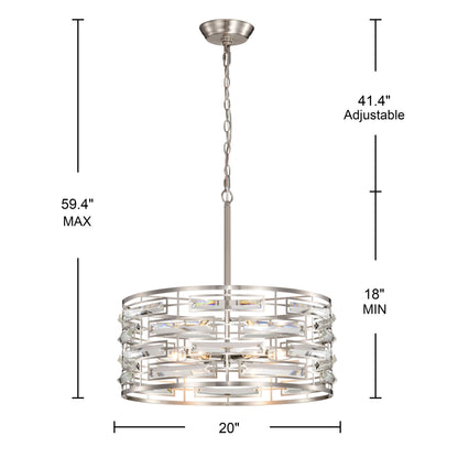 Anita Drum Shade Chandelier with Clear Glass Prism
