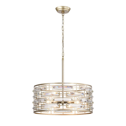 Anita Drum Shade Chandelier with Clear Glass Prism