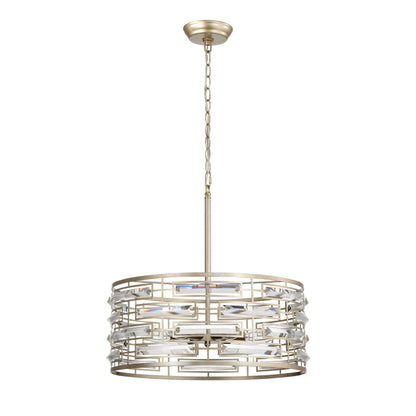 Anita Drum Shade Chandelier with Clear Glass Prism