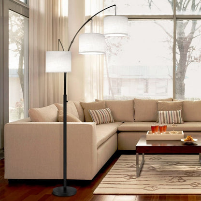 Arc LED Floor Lamp Dimmable Modern Black 3 Light Arched Tall Floor Lamp