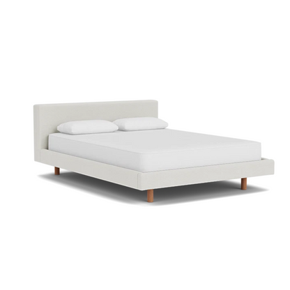 Custom Fabric Bento Queen Bed - Walnut Leg