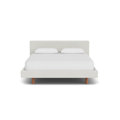Custom Fabric Bento Queen Bed - Walnut Leg