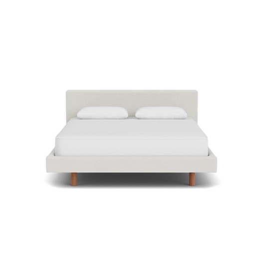 Custom Fabric Bento Queen Bed - Walnut Leg