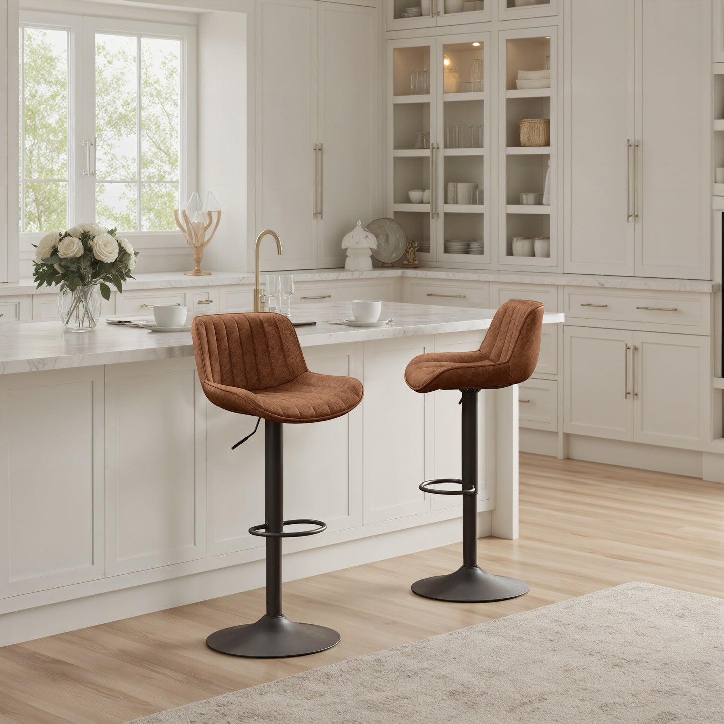 Art Leon Adjustable Height Swivel Barstool, Set of 2