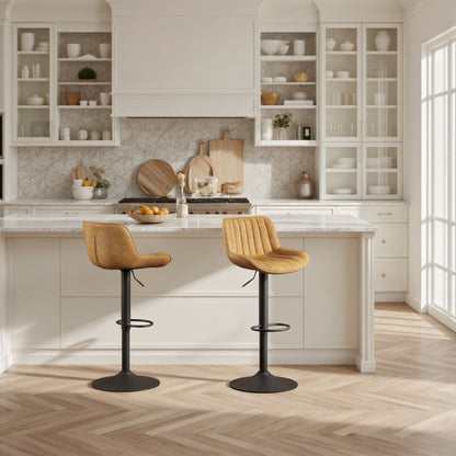 Art Leon Adjustable Height Swivel Barstool, Set of 2