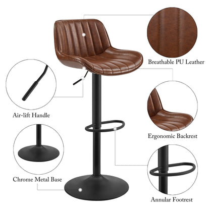 Art Leon Adjustable Height Swivel Barstool, Set of 2