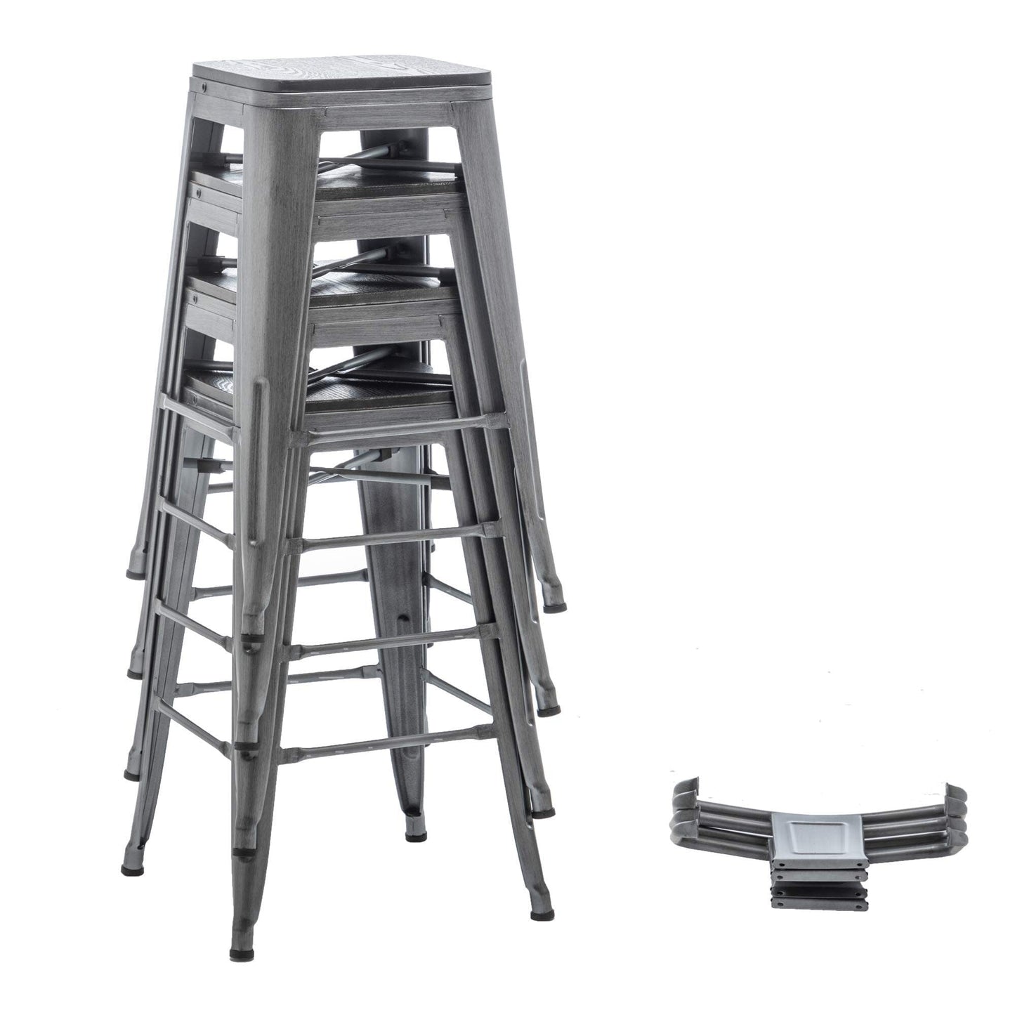 Bar Stools With Back set of 4 Industrial Metal Barstools with Wooden Seats