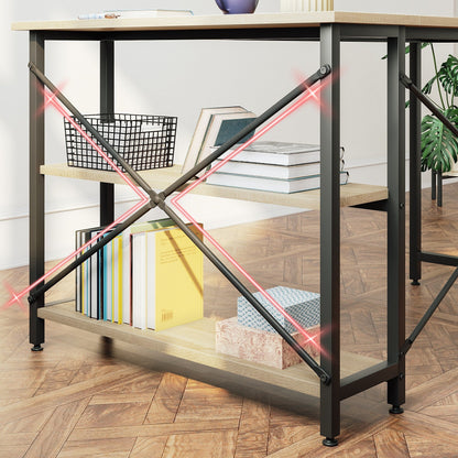 Small L Shaped Desk with Storage Shelves Corner Computer Desk