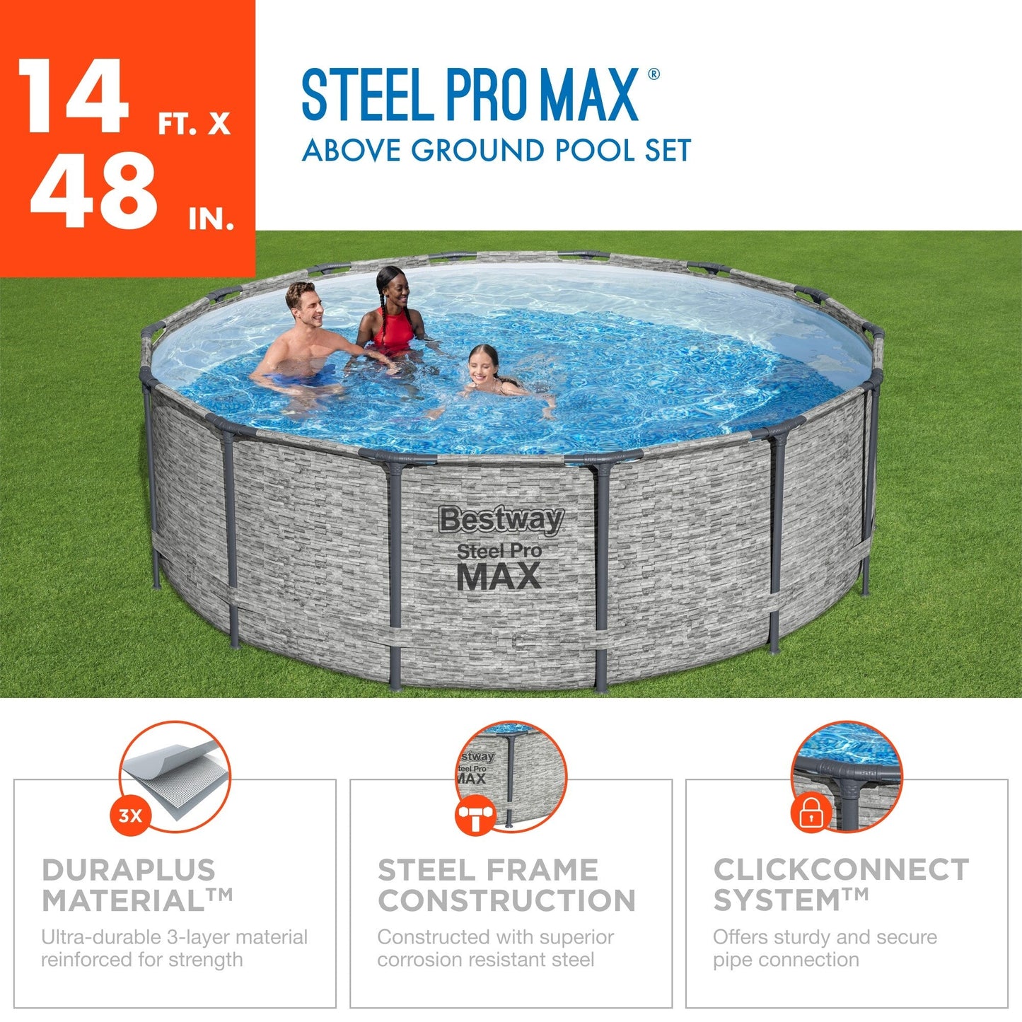 Bestway Steel Pro MAX Round Above Ground Swimming Pool with Pump & Cover