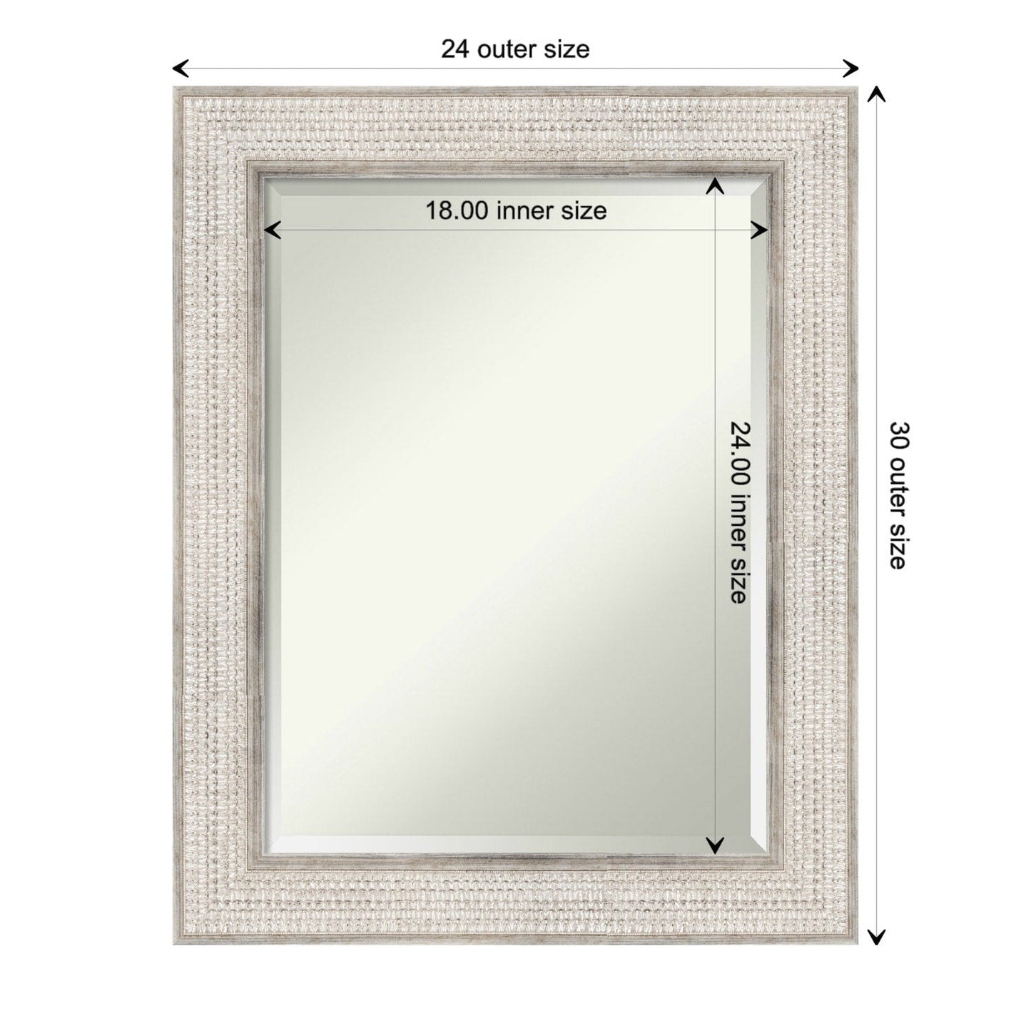Beveled Wood Bathroom Wall Mirror - Trellis Silver Frame - Trellis Silver
