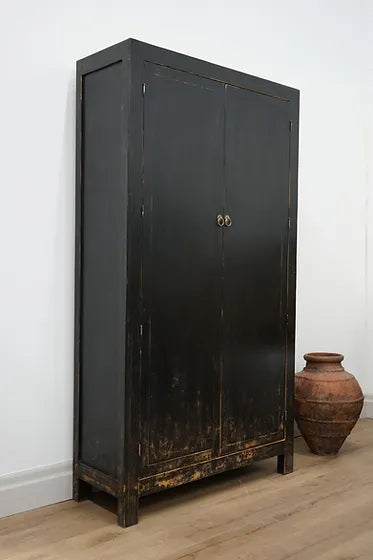 Billie Reclaimed Wood Armoire - Weathered Black