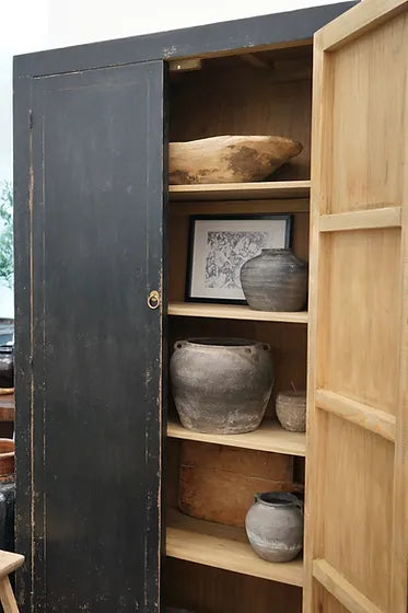 Billie Reclaimed Wood Armoire - Weathered Black