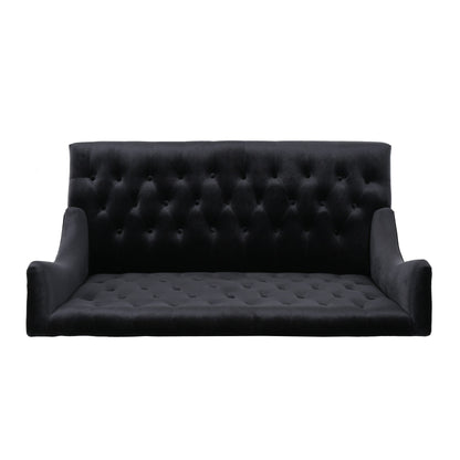 Black Velvet Button Tufted High Wingback Loveseat Sofa