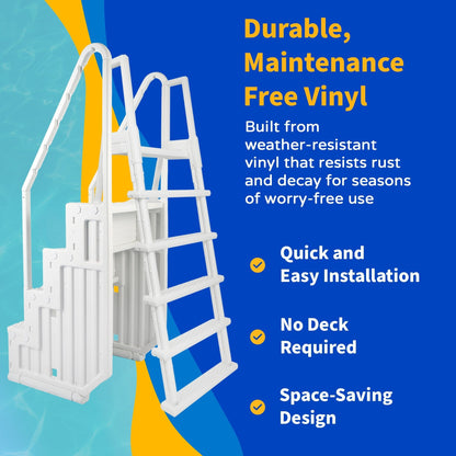 Blue Wave Easy Pool Step With Outside Ladder for Above Ground Pools - 32.5 in. W x 56 in. D x 81 in. H