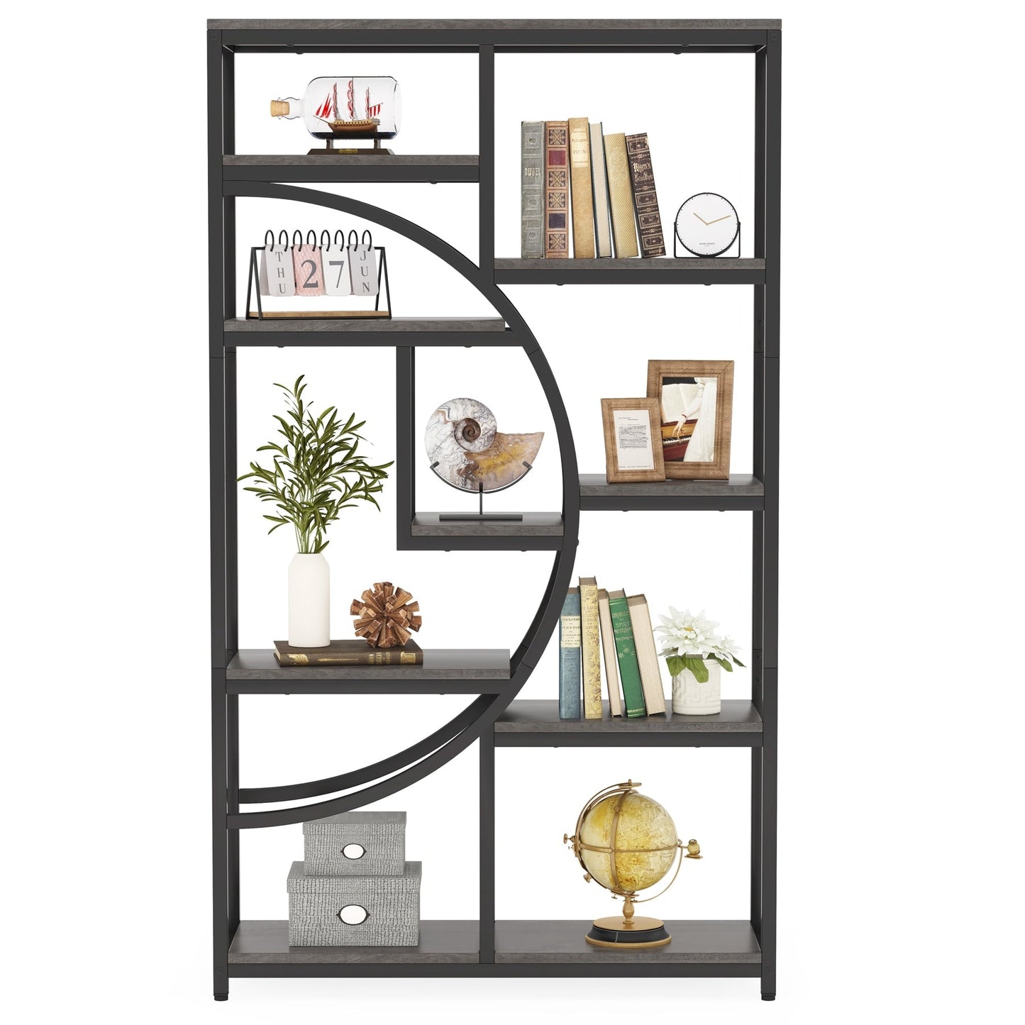Bookshelf 5 Shelf Industrial Etagere Bookcase for Bedroom, Living Room, Home Office