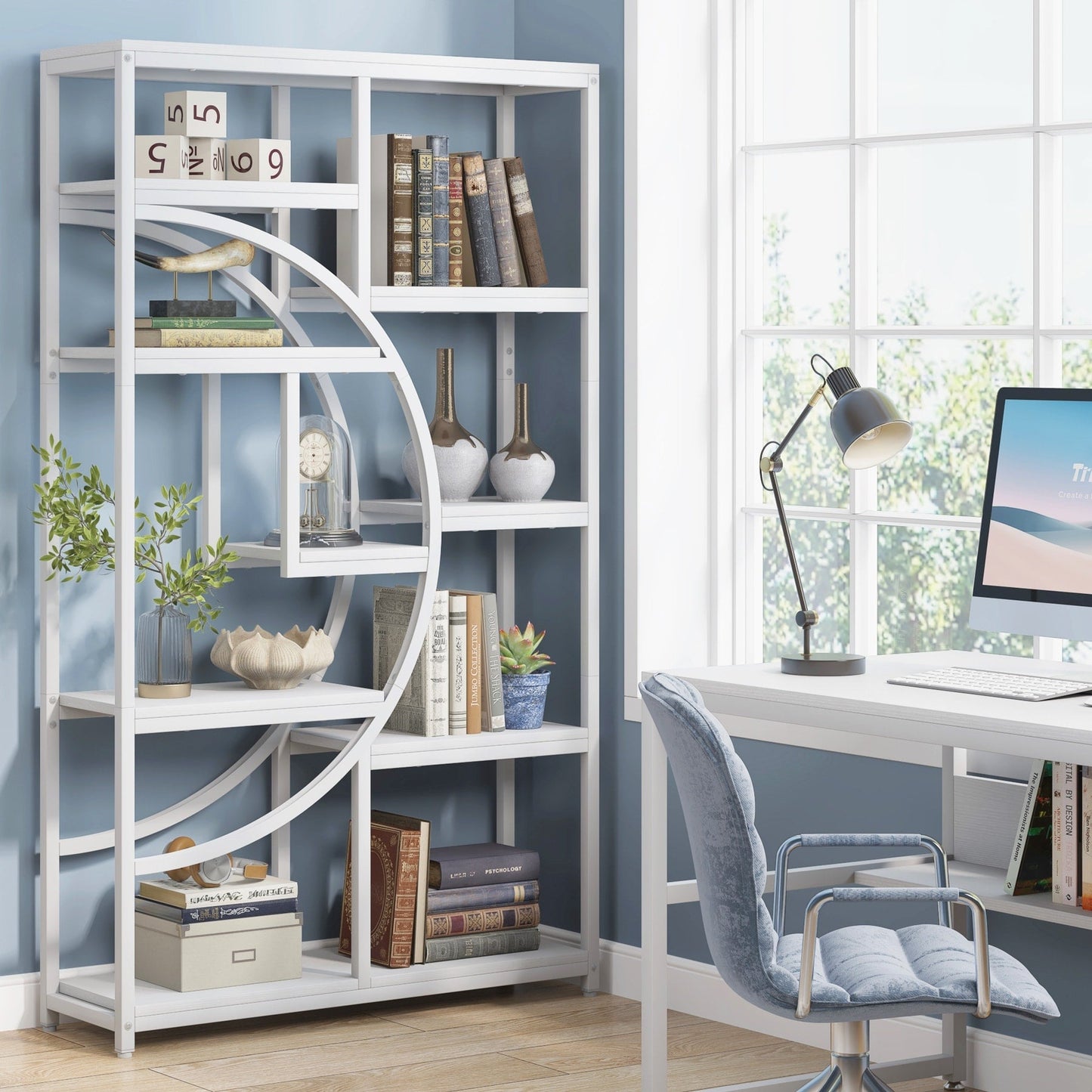 Bookshelf 5 Shelf Industrial Etagere Bookcase for Bedroom, Living Room, Home Office