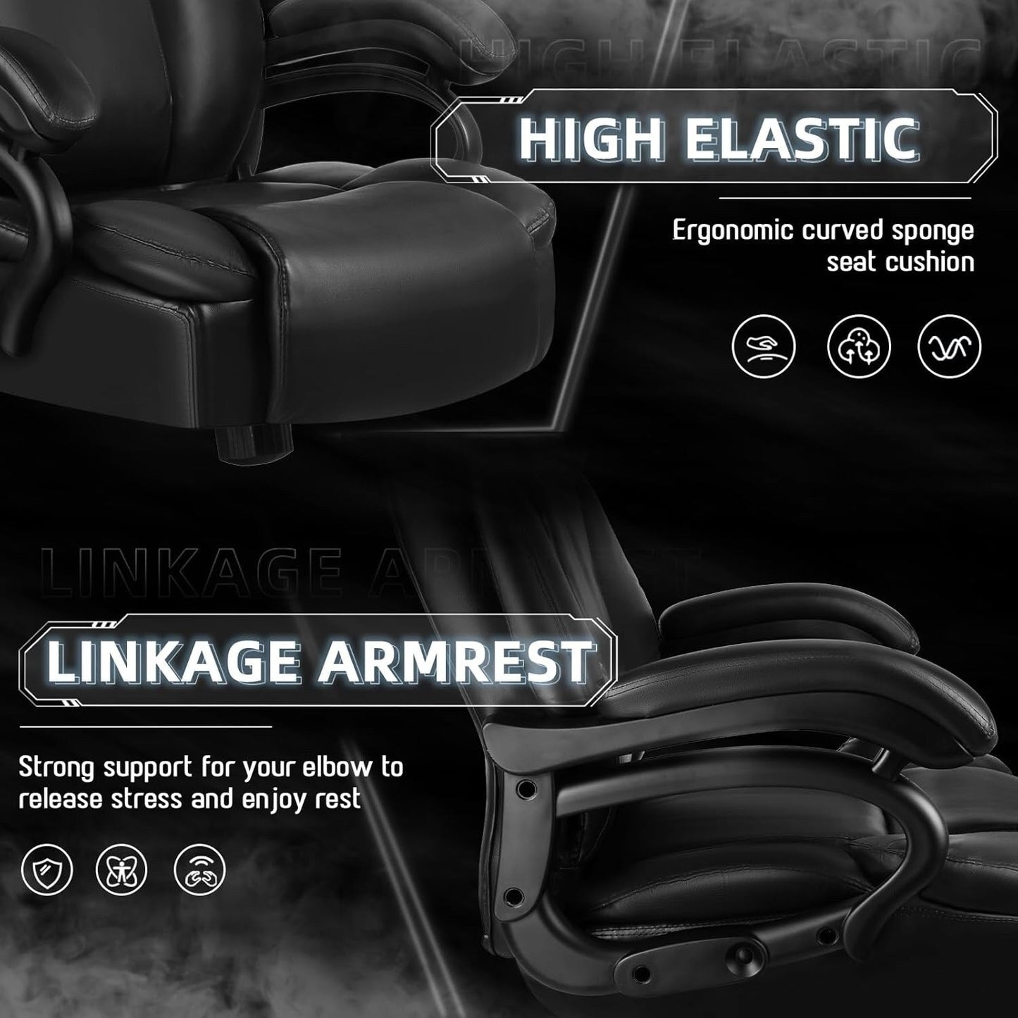 Bossin Big and Tall Executive Office Chair,500LBS Adjustable Lumbar Support Ergonomic Chair with High Back PU Leather Computer