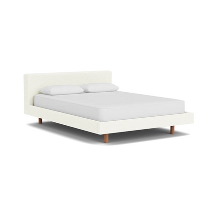 Custom Fabric Bento Queen Bed - Walnut Leg