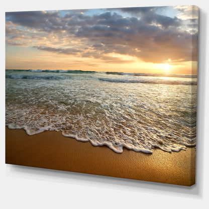 Bright Cloudy Sunset in Calm Ocean - Contemporary Seascape Art Canvas