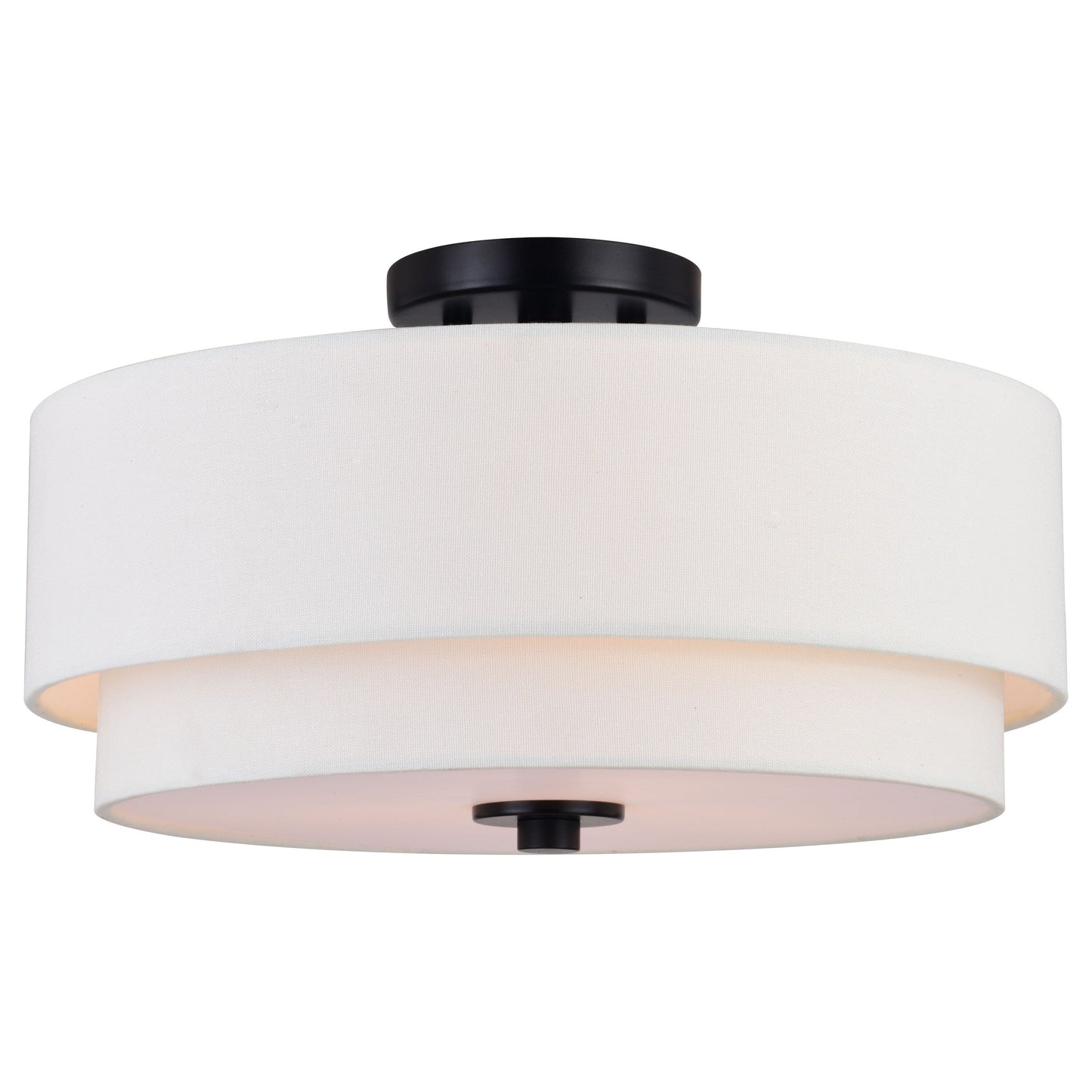 Burnaby Mid-Century Modern Ceiling Mount Light White Linen Drum Shade