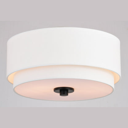 Burnaby Mid-Century Modern Ceiling Mount Light White Linen Drum Shade