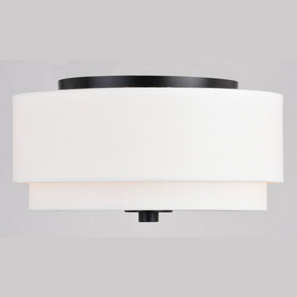 Burnaby Mid-Century Modern Ceiling Mount Light White Linen Drum Shade