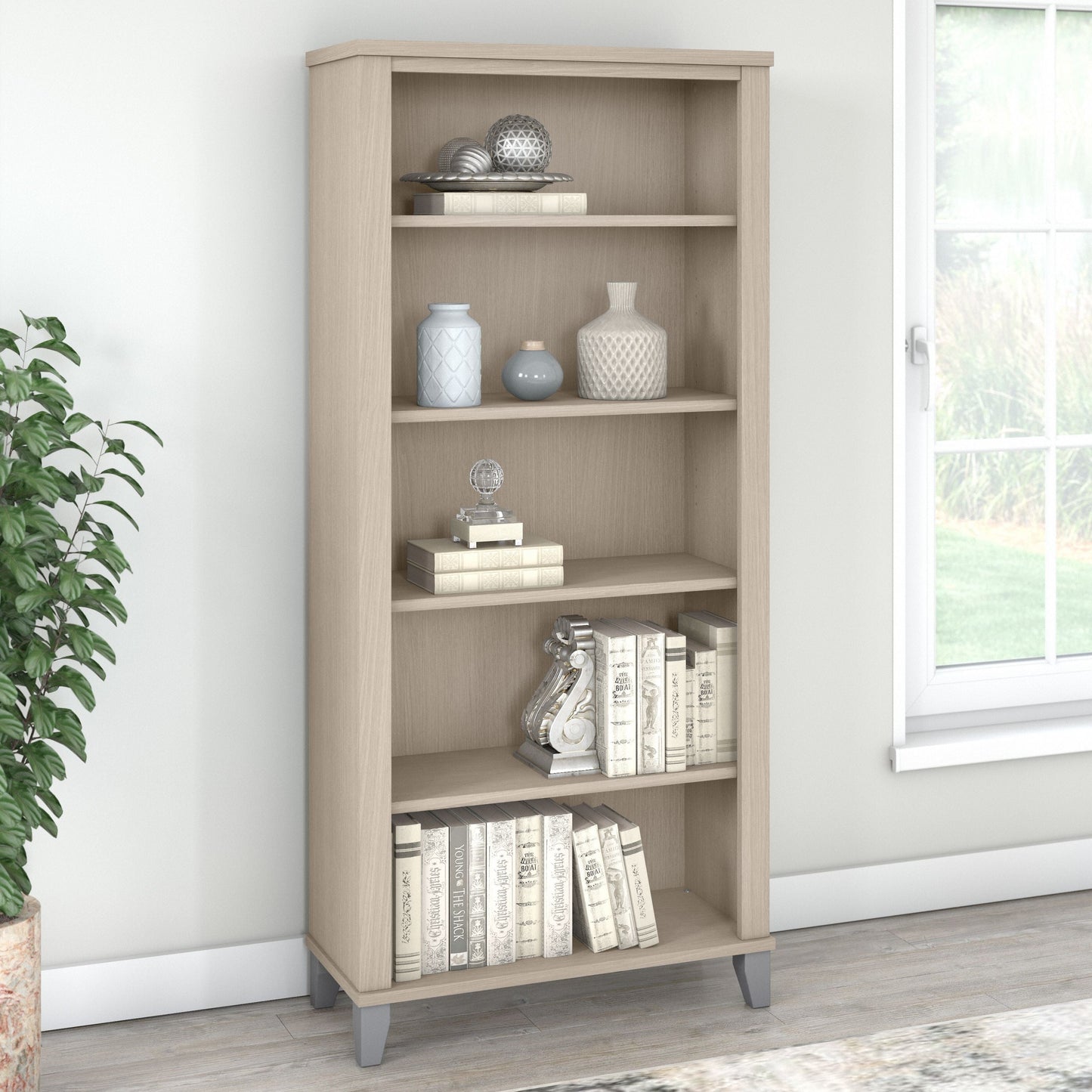 Bush Furniture Somerset Tall 5 Shelf Bookcase with Adjustable Shelves