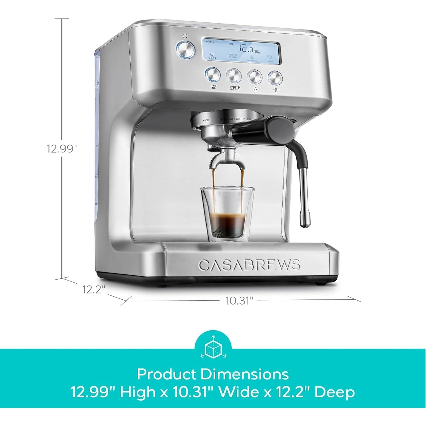 CASABREWS Ultra All in one Espresso Machine with LCD Display,Silver