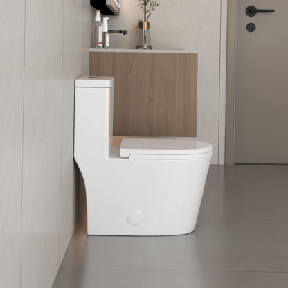 CB HOME 24'' Small Compact One Piece Toilet, Dual Flush Modern Siphon Short Toilet with Soft Closing Seat,16.5''Comfort Height